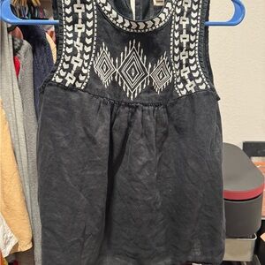 J Crew Embroidered Black Sleeveless Top